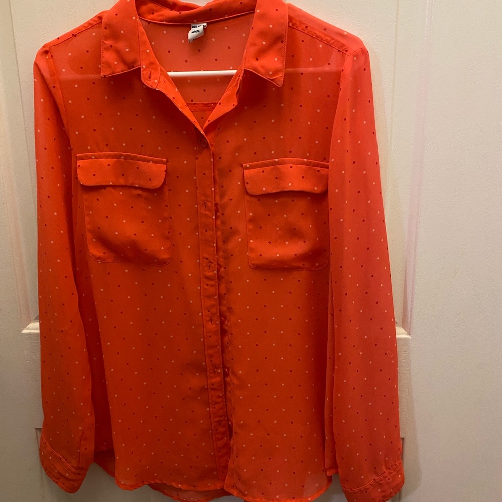 Old Navy Blouse Button Down Coral Color